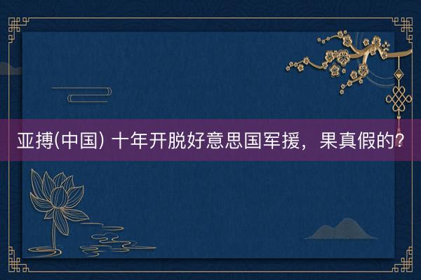 亚搏(中国) 十年开脱好意思国军援，果真假的？