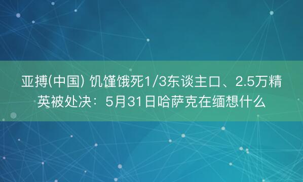 亚搏(中国) 饥馑饿死1/3东谈主口、2.5万精英被处决：5月31日哈萨克在缅想什么