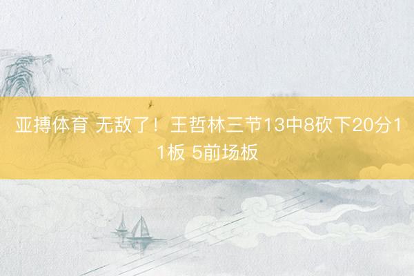 亚搏体育 无敌了！王哲林三节13中8砍下20分11板 5前场板