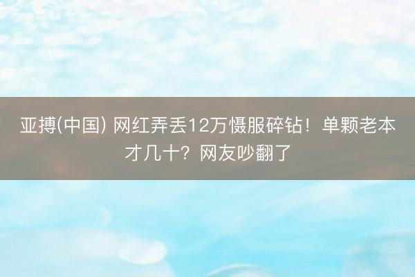 亚搏(中国) 网红弄丢12万慑服碎钻！单颗老本才几十？网友吵翻了