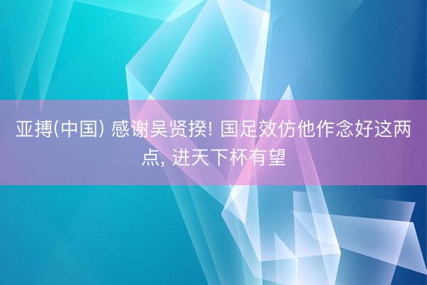 亚搏(中国) 感谢吴贤揆! 国足效仿他作念好这两点， 进天下杯有望