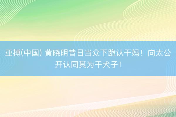 亚搏(中国) 黄晓明昔日当众下跪认干妈！向太公开认同其为干犬子！