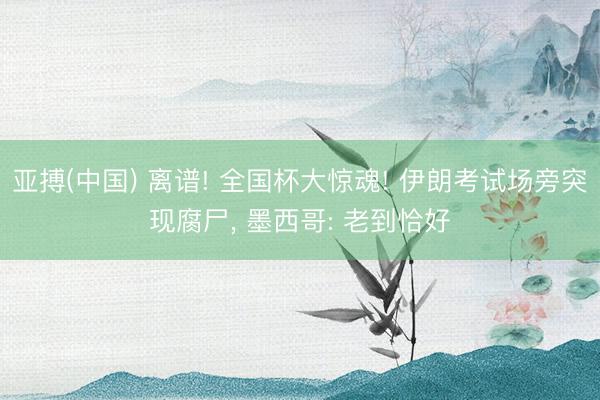 亚搏(中国) 离谱! 全国杯大惊魂! 伊朗考试场旁突现腐尸， 墨西哥: 老到恰好