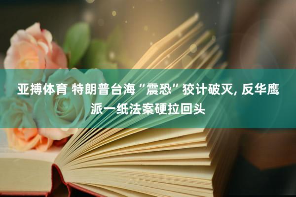 亚搏体育 特朗普台海“震恐”狡计破灭， 反华鹰派一纸法案硬拉回头